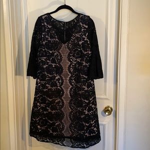 Black and pink lace dress.